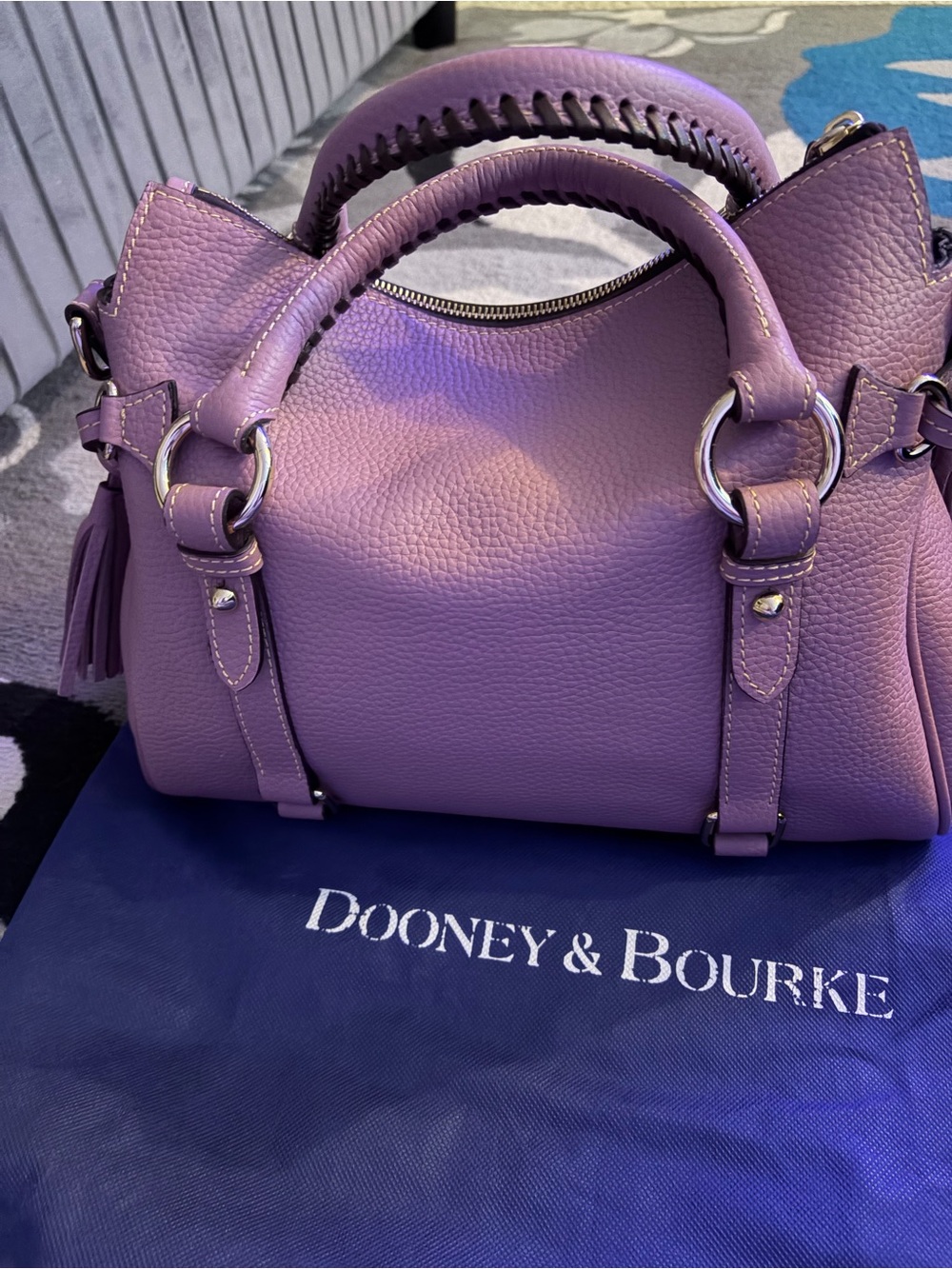 Dooney & Bourke Pebble Leather Satchel with soft Gold-Tone Hardware - Picture 2 of 7